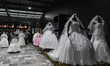 PUEBLA, MEXICO - DECEMBER 9, 2023: A shop with wedding dresses and children special occas...