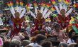 Thousands of people are celebrating on Koenigsallee Street before the traditional Carnival...
