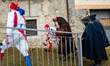 Masked boys are going around the city in Tufara, Italy, on February 13, 2024. Shrove Tuesd...