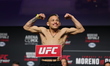Ronaldo Rodriguez of Mexico is posing on the scale during the UFC Fight Night ceremonial w...