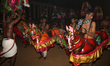 Tamil Hindu devotees are performing a traditional dance as they celebrate the Nallur Sappr...