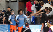 Houston Dynamo FC players are being welcomed by fans during MLS match between Houston Dyna...