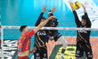 Aleks Grozdanov of Rana Verona is blocking during the match between Rana Verona and Cucine...