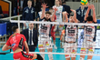 Kamil Rychlicki and Marko Podrascanin of ITAS Trentino Volley are blocking during the matc...