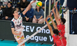 Alessandro Michieletto of ITAS Trentino Volley is spiking the ball during the match betwee...