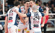 The ITAS Trentino Team is celebrating after scoring a point during the semifinals of the C...