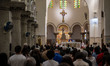 A general view is showing a service inside a Catholic church in Hong Kong, China, on March...