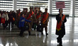 New recruits are departing from Fuyang West Railway Station for military barracks in Fuyan...
