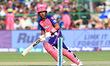 Dhruv Jurel of the Rajasthan Royals is playing a shot during the Indian Premier League (IP...