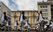Evzones are marching during the military parade for Greece's Independence Day in Athens, G...
