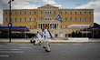 Evzones are marching during the military parade for Greece's Independence Day in Athens, G...