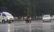 A man is riding a motorbike on the street in Dhaka, Bangladesh, on April 16, 2024, during...