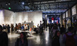 A general view of a fair stand is being displayed at the Salone Internazionale del Mobile...