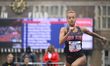 Amaya Ugarte from Ohio State Athletes is competing in the College Women's High Jump Champi...