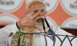 India's Prime Minister Narendra Modi is addressing a public meeting ahead of the Lok Sabha...