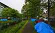 DUBLIN, IRELAND - MAY 6:Tents continue to multiply along the Grand Canal in Dublin each p...
