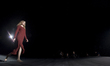 A model without shoes test the runway autumn winter fashion show during the Tokyo Fashion...