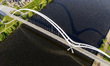 An aerial view is showing the Infinity Bridge spanning the River Tees in Stockton-on-Tees,...