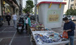 A model of a ballot box is being placed next to a vendor in downtown Tehran, Iran, on May...