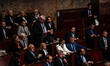 The Rassemblement National deputy Christophe Barthes is standing in the chamber during the...