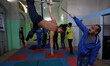 Circus Italian team during training young Palestinians in Beit Lahia in the northern Gaza...