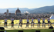 Team Bahrain Victorious is lining up during the 111th Tour de France 2024 - Team Presentat...