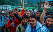 Pilgrims are moving towards Amarnath cave from Nunwan Basecamp in Pahalgam, Jammu and Kash...