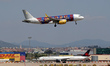 An Airbus A320-232 from Vueling (FC Barcelona Women Team Livery) is landing at Barcelona a...