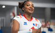 French national women's volleyball team player Leandra Olinga Andela is playing in a game...