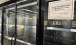 Empty shelves that are usually containing alcoholic drinks at a grocery store during the L...