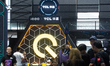 A general view is showing the TCL booth at the Chinajoy games fair in Shanghai, China, on...