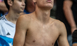 An Atalanta BC supporter is standing on the tribune before the Supercup final between Real...
