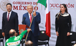 (L-R) Mexico City Head of Government Marti Batres, Mexican President Andres Manuel Lopez O...