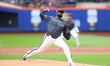 Luis Severino #40 of the New York Mets is throwing during the first inning of the baseball...