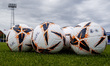A general view of Vanarama League match balls is being shown during the Vanarama National...