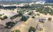 An aerial view of flooded villages in Chhagalnaiya Upazila of Feni District of Chittagong...
