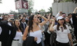 Law students from different universities join a demonstration outside the Sala de Armas in...