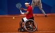 Tokito Oda of Japan competes in the Wheelchair Tennis Men's Singles Gold Medal Match again...
