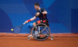 Alfie Hewett of the UK competes during the Wheelchair Tennis Men's Singles Gold Medal Matc...