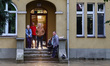 Residents are seen after Nysa Klodzka river flooded town of Lewin Brzeski in southwestern...