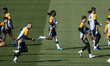 Eduardo Camavinga of Real Madrid CF trains with his teammates during a Real Madrid trainin...