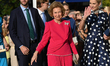 Former Queen Sofia of Spain arrives at the Metropolitan Cathedral of Athens for the weddin...