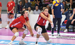 #18 Yasmine Abderrahim and #4 Ivana Vanjak of Olympiacos Athens participate in the Interna...
