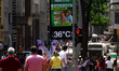 A street thermometer registers 36oC in the central region of Sao Paulo, Brazil, on October...