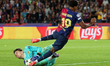 Lamine Yamal and Marvin Keller play during the match between FC Barcelona and BSC Young Bo...