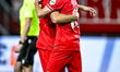 FC Twente midfielder Michel Vlap and FC Twente midfielder Youri Regeer celebrate the 1-0 g...
