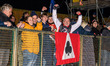 Belle Vue ATPI Aces fans celebrate during the Rowe Motor Oil Premiership Grand Final 2nd L...
