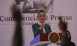 Claudia Sheinbaum Pardo, Mexico's first female president, speaks during a press conference...