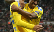 Joel Piroe of Leeds United celebrates his goal during the Sky Bet Championship match betwe...