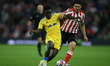Leeds United's Wilfried Gnonto wins the ball from Sunderland's Luke O'Nien during the Sky...